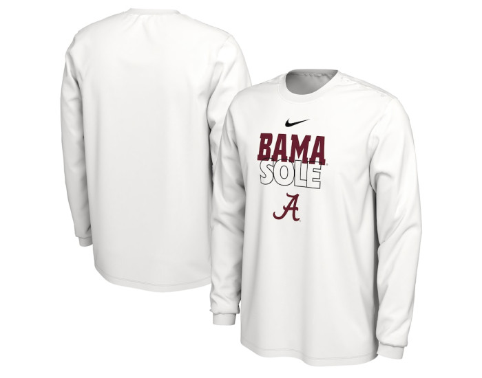  Alabama Crimson Tide Nike 2023 On Court Bench Long Sleeve T-Shirt - White
