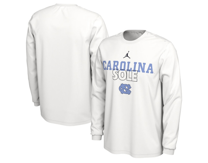  North Carolina Tar Heels Jordan Brand 2023 On Court Bench Long Sleeve T-Shirt - White