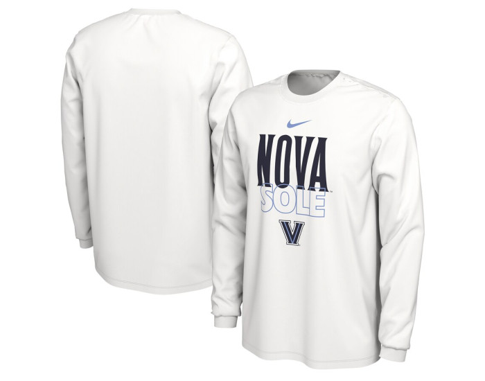  Villanova Wildcats Nike 2023 On Court Bench Long Sleeve T-Shirt - White