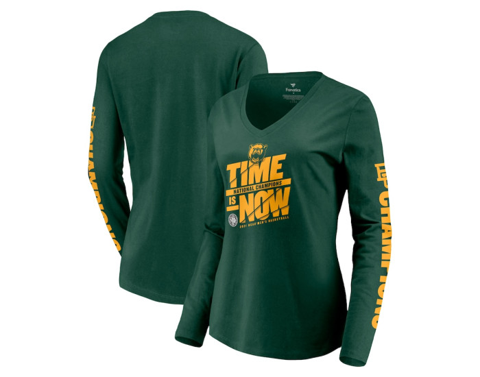 Baylor Bears Fanatics Branded Women's 2021 NCAA Men's Basketball National Champions Hometown V-Neck Long Sleeve T-Shirt - Green