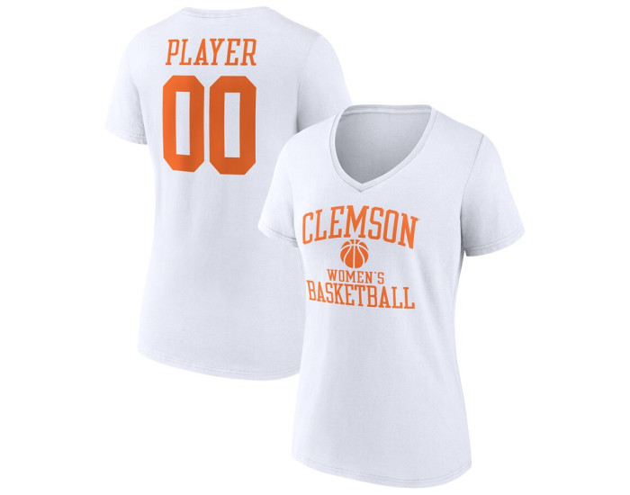 Clemson Tigers Fanatics Branded Women's Basketball Women's Pick-A-Player NIL Gameday Tradition V-Neck T-Shirt - White