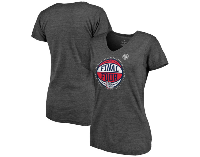 Gonzaga Bulldogs Fanatics Branded Women's 2021 NCAA Men's Basketball Tournament March Madness Final Four Bound Short Corner Tri-Blend V-Neck T-Shirt - Heathered Charcoal