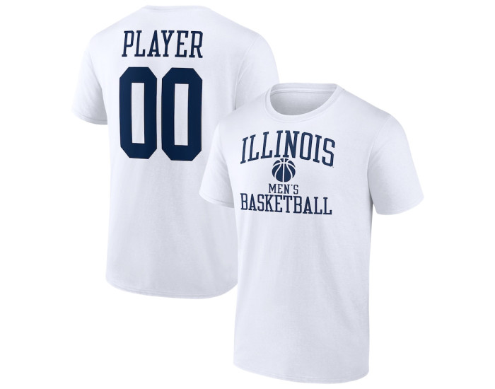Illinois Fighting Illini Fanatics Branded Men's Basketball Pick-A-Player NIL Gameday Tradition T-Shirt - White