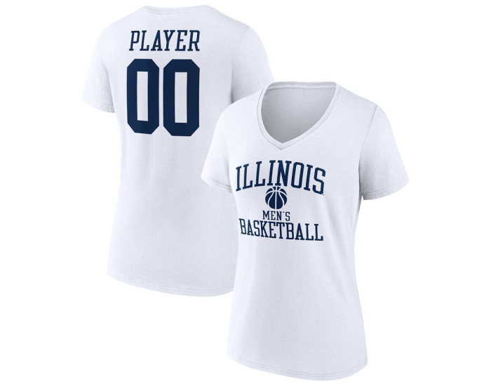 Illinois Fighting Illini Fanatics Branded Men's Basketball Women's Pick-A-Player NIL Gameday Tradition V-Neck T-Shirt - White
