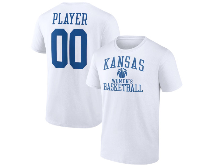 Kansas Jayhawks Fanatics Branded Women's Basketball Pick-A-Player NIL Gameday Tradition T-Shirt - White