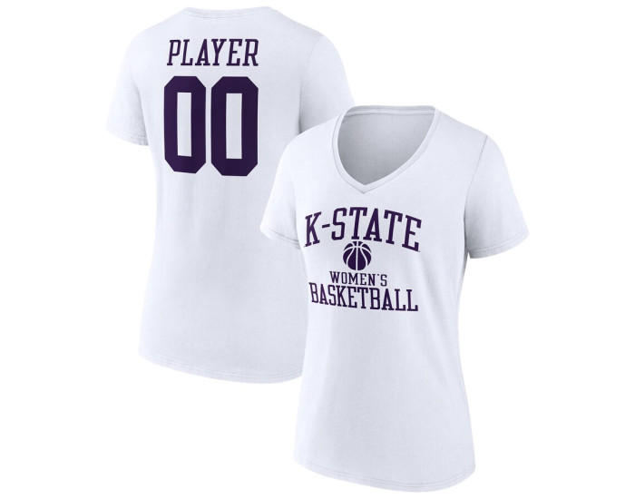 Kansas State Wildcats Fanatics Branded Women's Basketball Women's Pick-A-Player NIL Gameday Tradition V-Neck T-Shirt - White