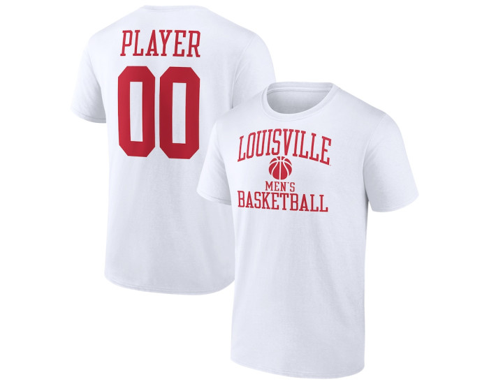 Louisville Cardinals Fanatics Branded Men's Basketball Pick-A-Player NIL Gameday Tradition T-Shirt - White