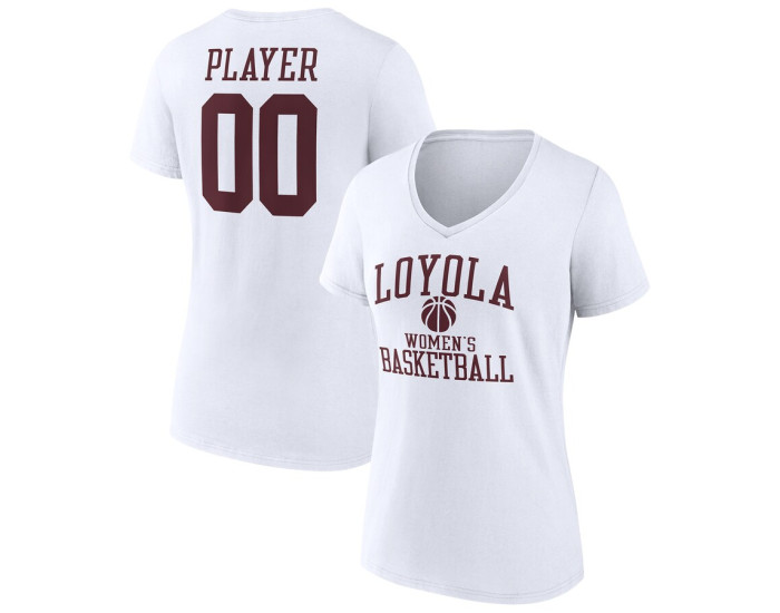 Loyola Chicago Ramblers Fanatics Branded Women's Basketball Women's Pick-A-Player NIL Gameday Tradition V-Neck T-Shirt - White