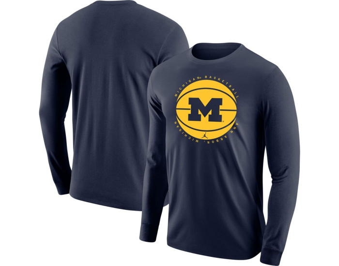Michigan Wolverines Jordan Brand Basketball Long Sleeve T-Shirt - Navy