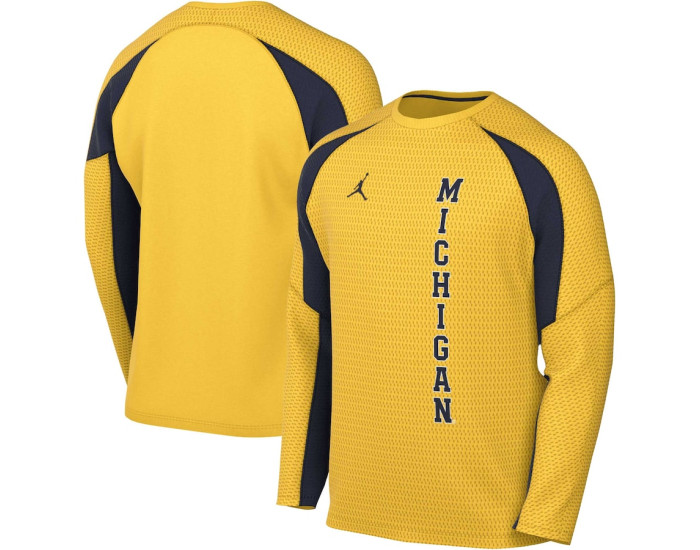 Michigan Wolverines Jordan Brand Basketball Shooting Raglan Long Sleeve T-Shirt - Maize