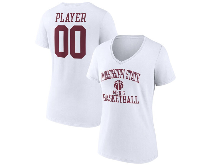 Mississippi State Bulldogs Fanatics Branded Men's Basketball Women's Pick-A-Player NIL Gameday Tradition V-Neck T-Shirt - White