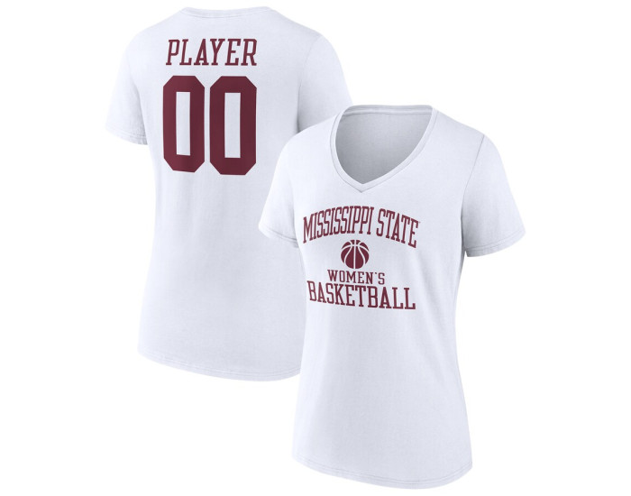Mississippi State Bulldogs Fanatics Branded Women's Basketball Women's Pick-A-Player NIL Gameday Tradition V-Neck T-Shirt - White