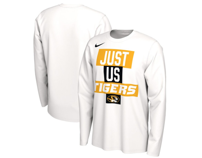 Missouri Tigers Nike 2021 Postseason Basketball JUST US Bench Legend Long Sleeve T-Shirt - White