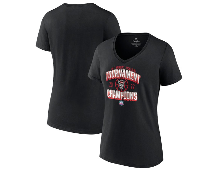 NC State Wolfpack Fanatics Branded Women's 2022 ACC Women's Basketball Conference Tournament Champions V-Neck T-Shirt - Black