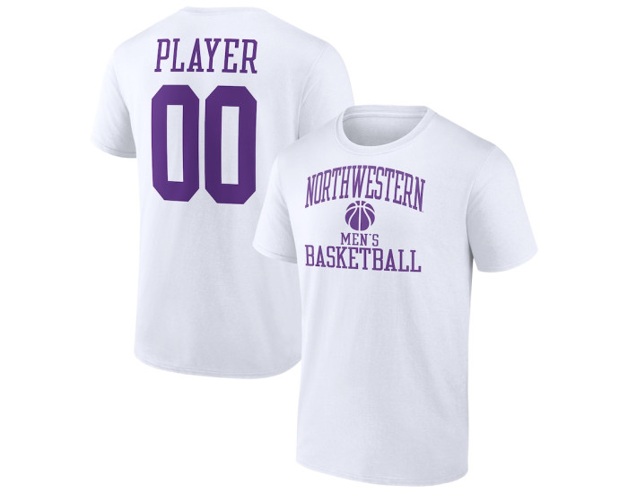 Northwestern Wildcats Fanatics Branded Men's Basketball Pick-A-Player NIL Gameday Tradition T-Shirt - White