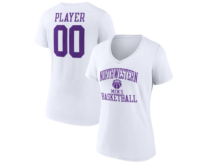 Northwestern Wildcats Fanatics Branded Men's Basketball Women's Pick-A-Player NIL Gameday Tradition V-Neck T-Shirt - White