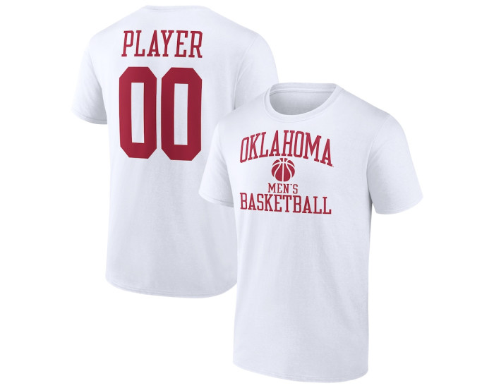 Oklahoma Sooners Fanatics Branded Men's Basketball Pick-A-Player NIL Gameday Tradition T-Shirt - White