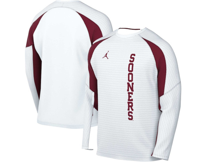 Oklahoma Sooners Jordan Brand Basketball Shooting Raglan Long Sleeve T-Shirt - White