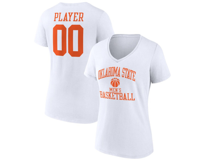 Oklahoma State Cowboys Fanatics Branded Men's Basketball Women's Pick-A-Player NIL Gameday Tradition V-Neck T-Shirt - White