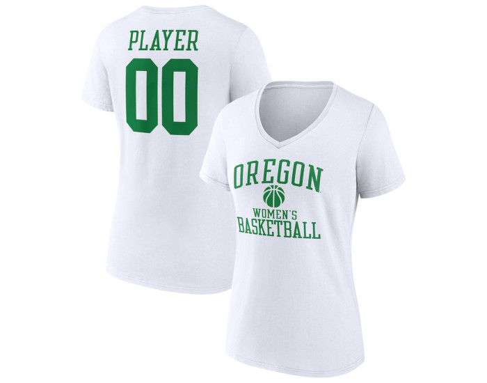 Oregon Ducks Fanatics Branded Women's Basketball Women's Pick-A-Player NIL Gameday Tradition V-Neck T-Shirt - White