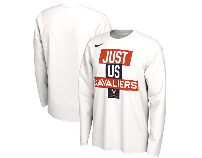 Virginia Cavaliers Nike 2021 Postseason Basketball JUST US Bench Legend Long Sleeve T-Shirt - White