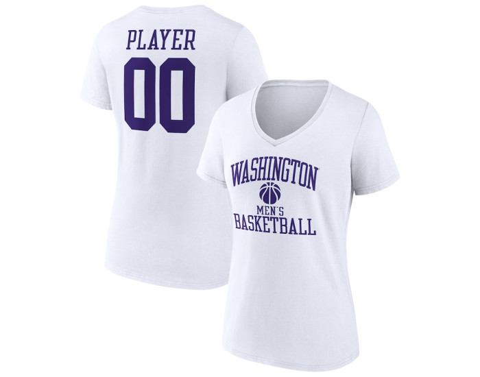 Washington Huskies Fanatics Branded Men's Basketball Women's Pick-A-Player NIL Gameday Tradition V-Neck T-Shirt - White