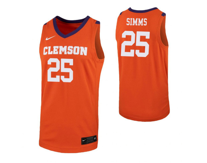 Clemson Tigers #25 Aamir Simms Orange Authentic College Basketball Jersey