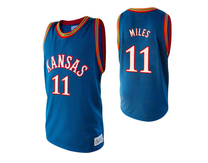 Kansas Jayhawks #11 Aaron Miles Royal Replica College Basketball Jersey