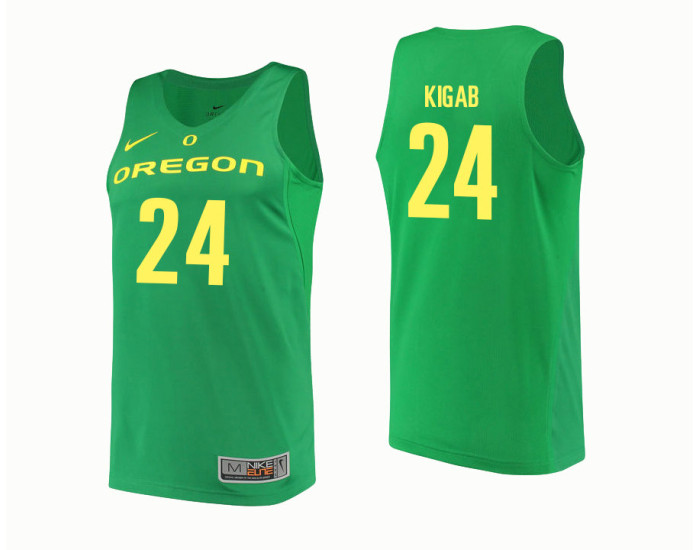 Oregon Ducks #24 Abu Kigab Authentic College Basketball Jersey Green