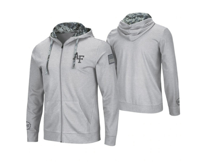 Air Force Falcons Heathered Gray OHT Military Appreciation Waffle Knit Hoodie