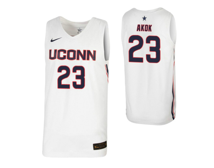 Youth UConn Huskies #23 Akok Akok White Authentic College Basketball Jersey