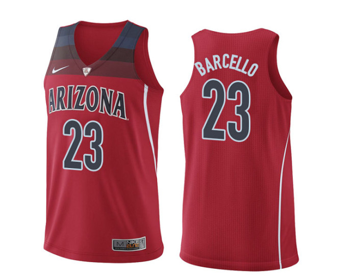 Arizona Wildcats #23 Alex Barcello Replica College Basketball Jersey Red