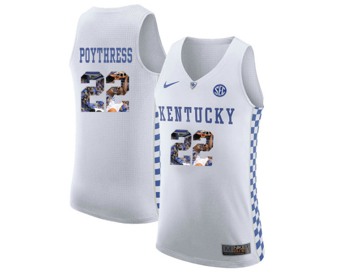 Kentucky Wildcats #22 Alex Poythress Authentic College Basketball Jersey White