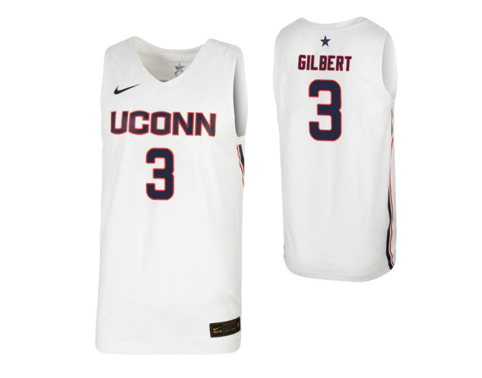 Youth Alterique Gilbert Replica College Basketball Jersey White UConn Huskies
