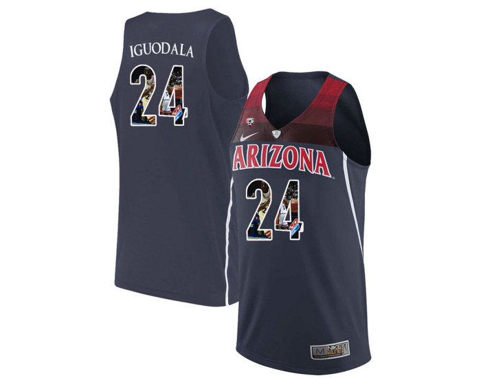 Arizona Wildcats #24 Andre Iguodala Replica College Basketball Jersey Navy