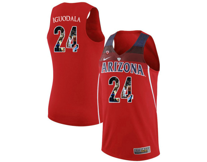 Arizona Wildcats #24 Andre Iguodala Replica College Basketball Jersey Red
