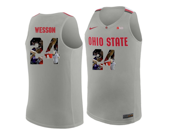 Ohio State Buckeyes #24 Andre Wesson Replica College Basketball Jersey Gray