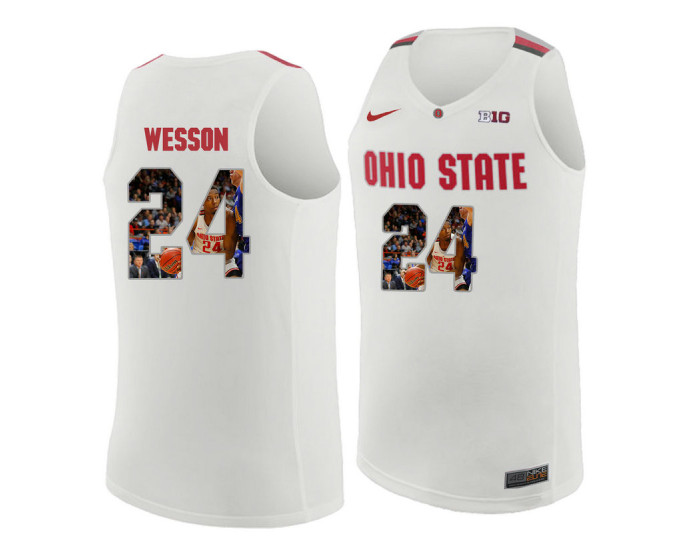 Ohio State Buckeyes #24 Andre Wesson Replica College Basketball Jersey White