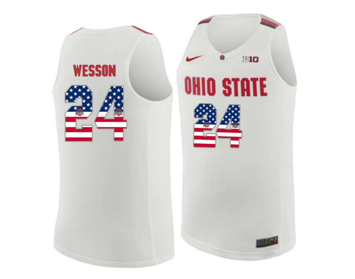 Youth Ohio State Buckeyes #24 Andre Wesson Authentic College Basketball Jersey White