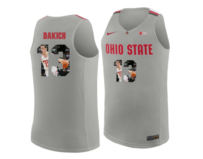 Youth Ohio State Buckeyes #13 Andrew Dakich Authentic College Basketball Jersey Gray