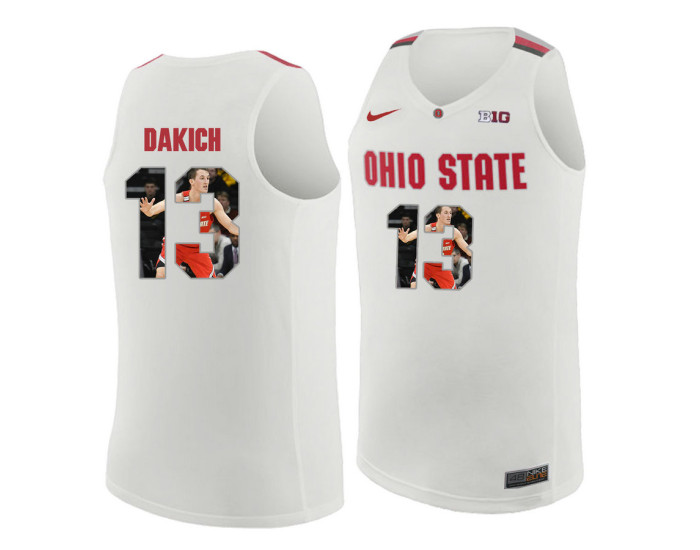 Youth Ohio State Buckeyes #13 Andrew Dakich Replica College Basketball Jersey White