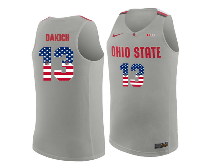 Ohio State Buckeyes #13 Andrew Dakich Authentic College Basketball Jersey Gray