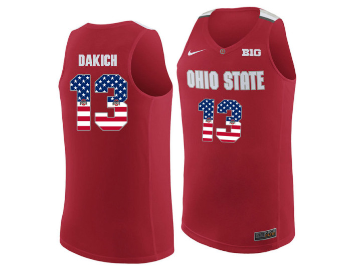 Ohio State Buckeyes #13 Andrew Dakich Replica College Basketball Jersey Red