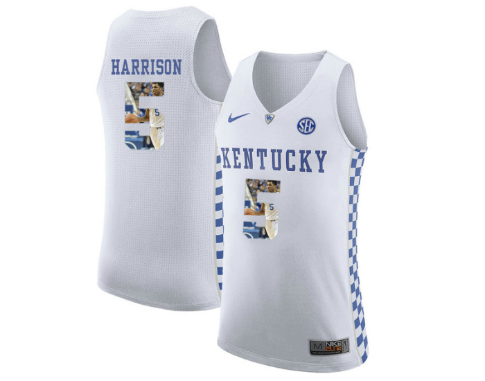 Youth Kentucky Wildcats #5 Andrew Harrison Replica College Basketball Jersey White