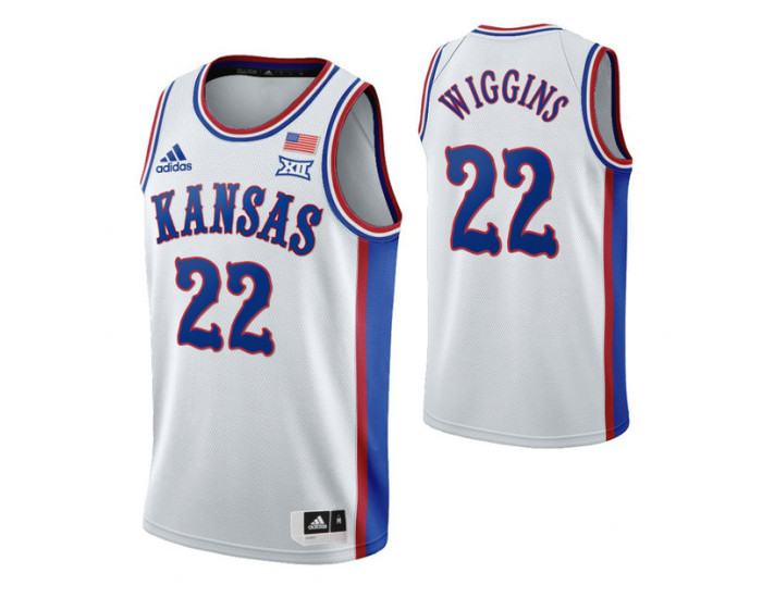 Kansas Jayhawks #22 Andrew Wiggins White Replica College Basketball Jersey