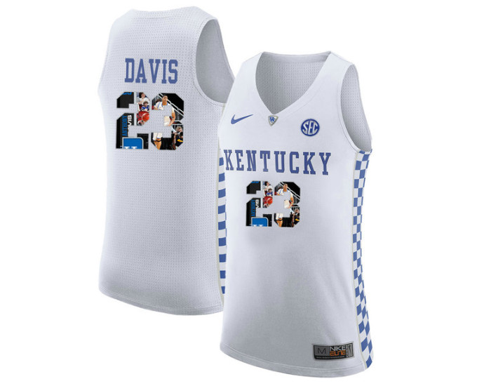 Kentucky Wildcats #23 Anthony Davis Authentic College Basketball Jersey White
