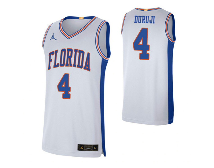 Florida Gators 4 Anthony Duruji Retro Limited Authentic College Basketball Jersey White