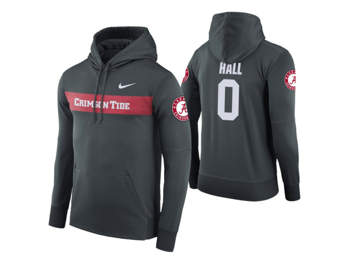 Alabama Crimson Tide #0 Donta Hall Men's Anthracite Pullover Hoodie