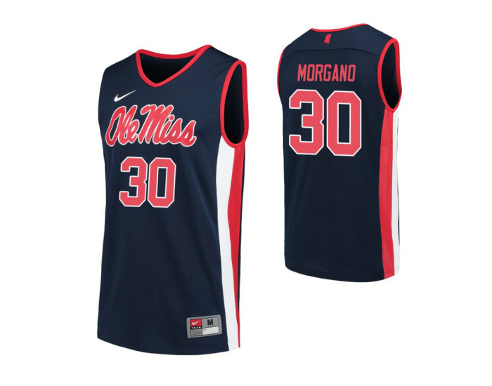 Youth Ole Miss Rebels 30 Antonio Morgano Replica College Basketball Jersey Navy