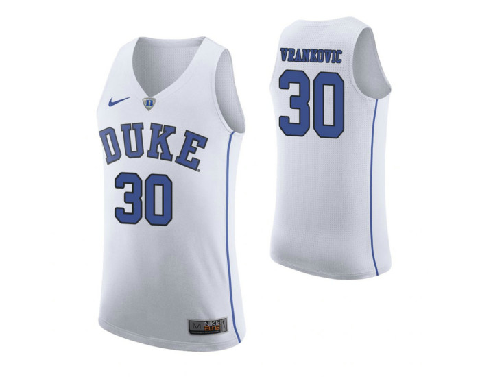 Duke Blue Devils #30 Antonio Vrankovic Replica College Basketball Jersey White